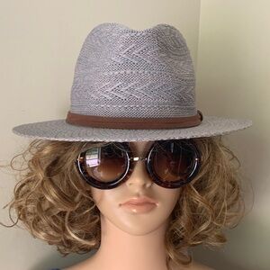 Marcus Adler New York Packable Sky Blue Fedora with Faux Suede Band